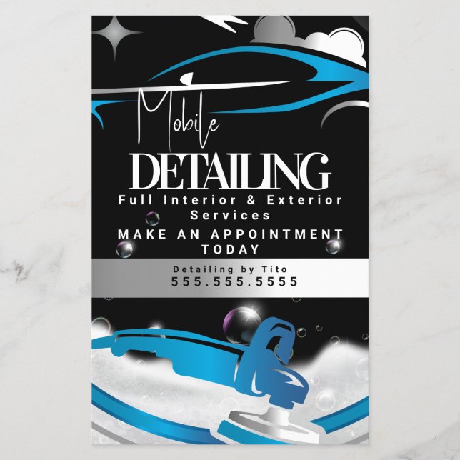 Flyer Mobile Car Detailing Logo Blue (Frente)