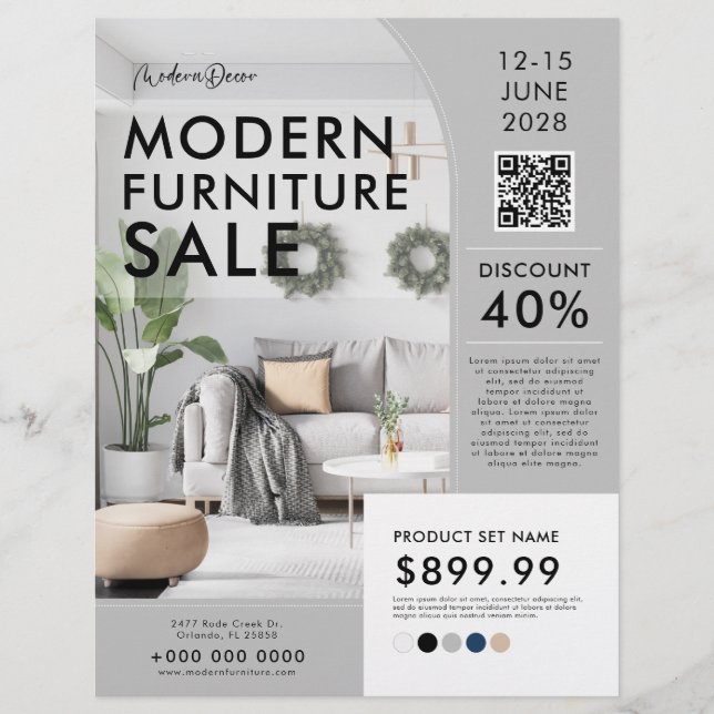 Flyer Mobiliario moderno Decoración Hogar Venta Comercia (Frente)