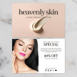 Flyer Moda Belleza Piel Cuidado Spa Boutique Rosa<br><div class="desc">Sumérjase en la elegancia de su marca con nuestra plantilla de volante de moda perfecta para la industria de la belleza y el cuidado de la piel. Muestra una foto de alta resolución de un lujoso muñeco de crema para el cuidado de la piel sobre una suave superficie rosa, que...</div>