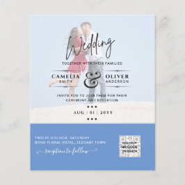Flyer Moda Blue Photo Wedding Invitar código QR Guardar 