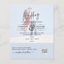 Moda Blue Photo Wedding Invitar código QR Guardar 