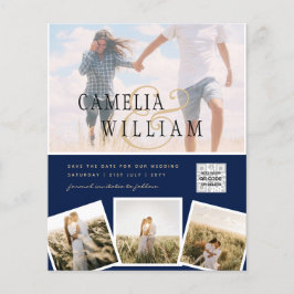 Flyer Moda Blue Photo Wedding Invitar código QR Guardar 