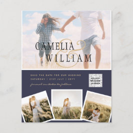 Flyer Moda Blue Photo Wedding Invitar código QR Guardar 