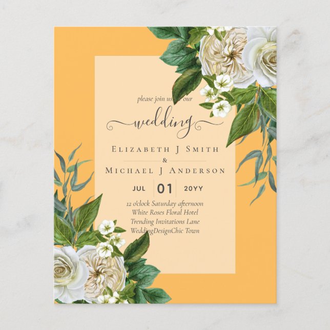 Flyer MODA BODA de Invitaciones a BLANCOS DE PRESUPUESTO (Frente)