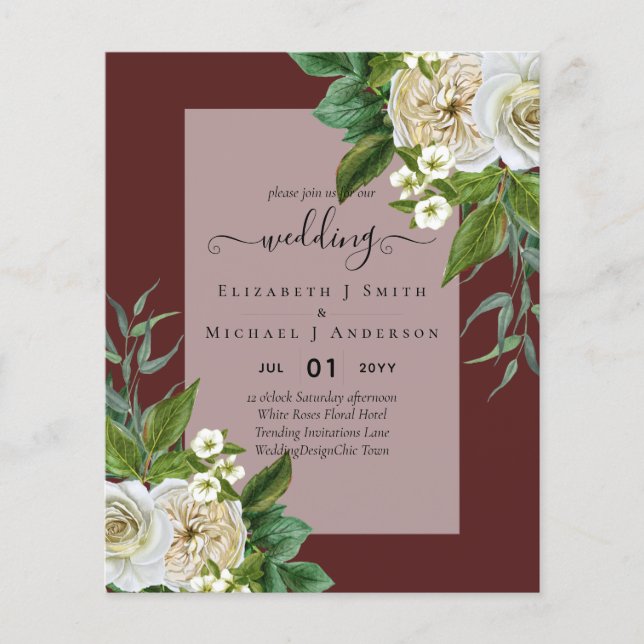 Flyer MODA BODA de Invitaciones a BLANCOS DE PRESUPUESTO (Frente)