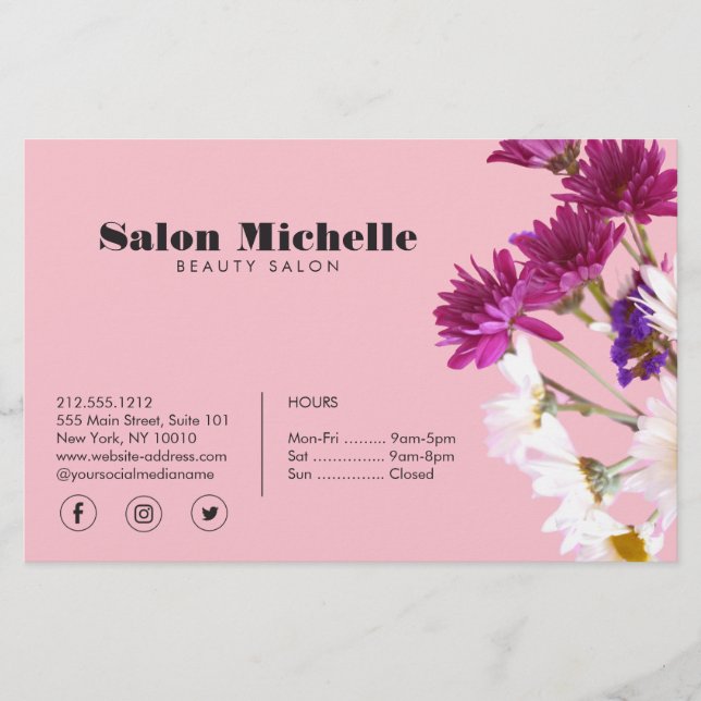 Flyer Moda Bohemian Wildflowers Salón Boutique Rosa (Frente)