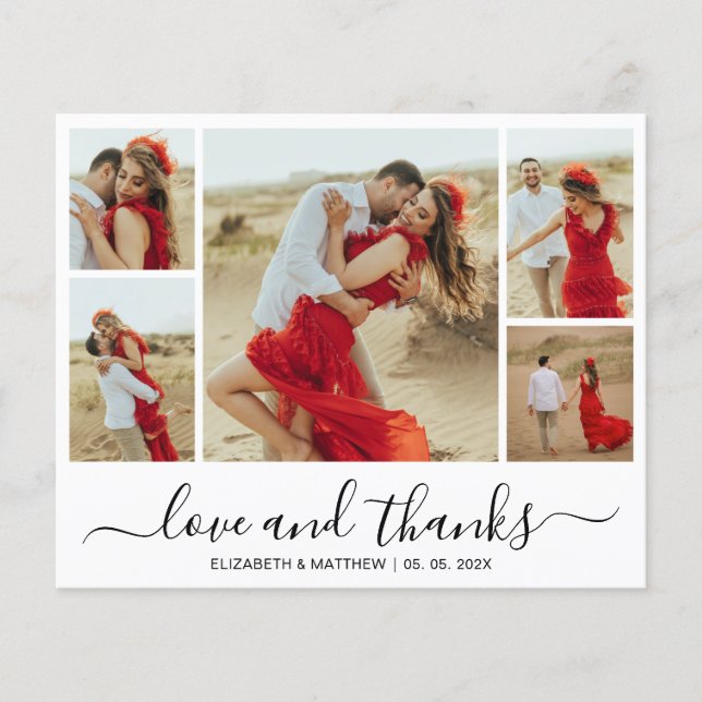 Flyer Moda Collage de fotos Boda de Presupuesto Gracias  (Frente)