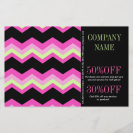Flyer Moda de Patrón Geométrico Rosa y Negro Chevron