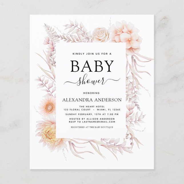 Flyer Moda del Boho presupuestal Baby Shower del desiert (Frente)