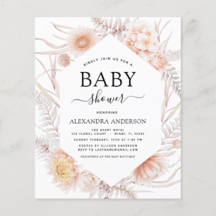 Flyer Moda del Boho presupuestal Baby Shower del desiert