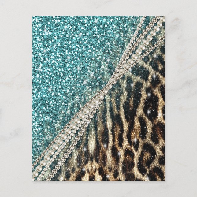 Flyer Moda Girly Leopard Print Purpurina Azul (Frente)