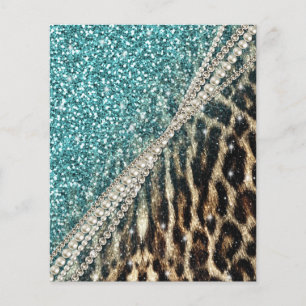 Flyer Moda Girly Leopard Print Purpurina Azul