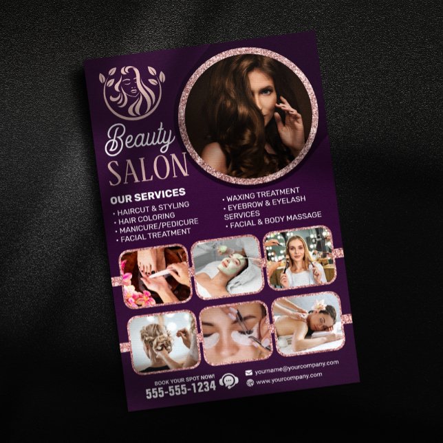 Flyer Moda Rosa Gold Beauty Spa Hair Nail Makeup Salon (Subido por el creador)