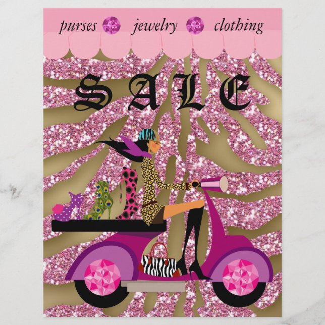 Flyer Moda Scooter Awning Woman Shoes Zebra Purpurina (Frente)