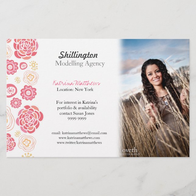 Flyer Modelación de tarjeta promocional de fotografía co (Frente)