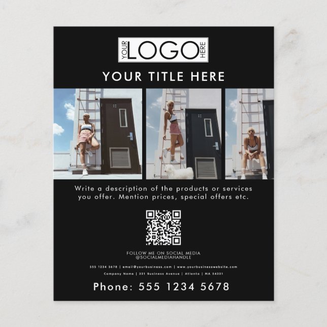 Flyer Modelo de moda promocional de negocios Negro (Frente)