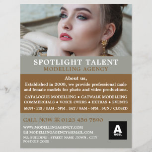 Flyer Modelo femenino, Agencia de modelación, agente mod