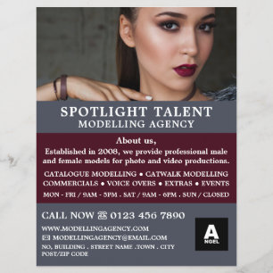 Flyer Modelo glamuroso, Agencia de modelación, agente mo