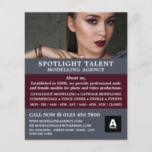 Flyer Modelo glamuroso, Agencia de modelación, agente mo