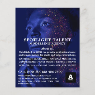Flyer Modelo Glittered, Agencia de modelación, agente de
