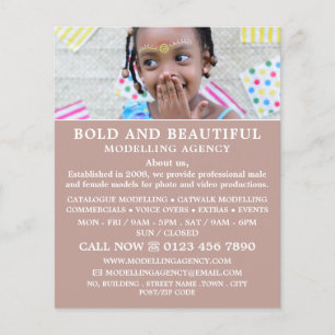 Flyer Modelo joven, Agencia de modelación, Agente modelo