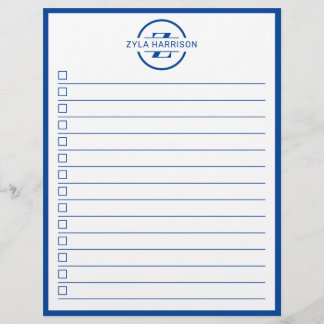 Flyer Modern Blue Monogram Name To Do List