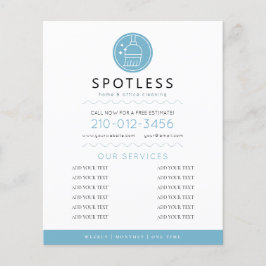 Flyer Modern Broom Logo Blue Cleaning Service