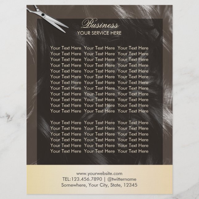 Flyer Modern Curly Hair Elegant Hair Salon Brochures (Frente)