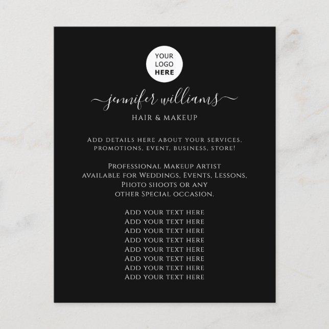 Flyer Modern Custom Logo Promotional Black Minimalist (Frente)