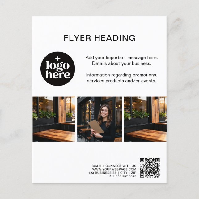 Flyer Modern Custom Photos Logo QR Code Business (Frente)