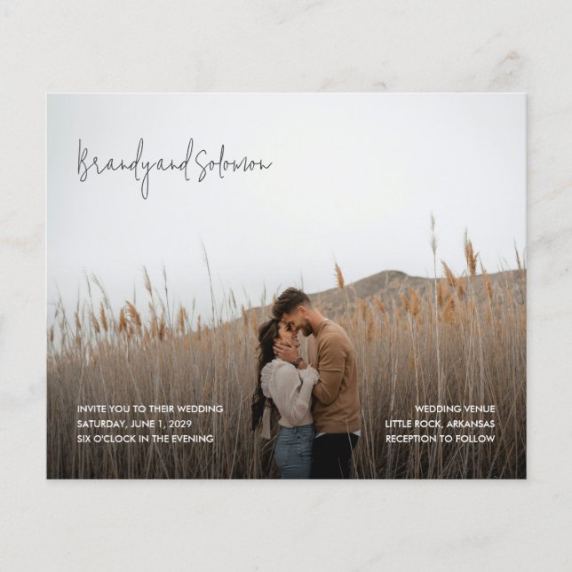 Flyer Modern Elegant Photo Budget Wedding Invitation (Frente)