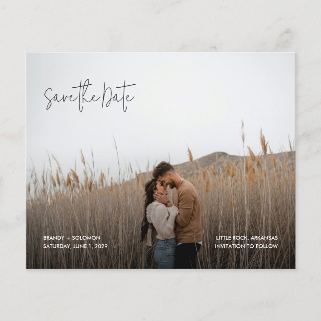Flyer Modern Elegant Photo Budget Wedding Save the Date (Frente)