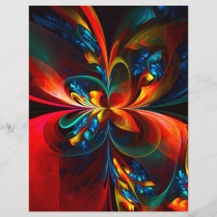 Flyer Modern Floral Resumen Art Naranja Patrón Azul #14