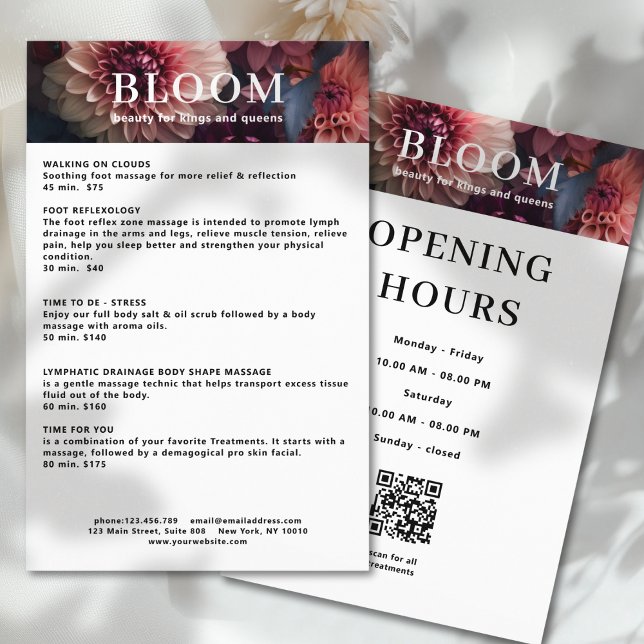 Flyer Modern Flower Salon Pricelist QR Code (Modern Flower Salon Pricelist QR Code Flyer)
