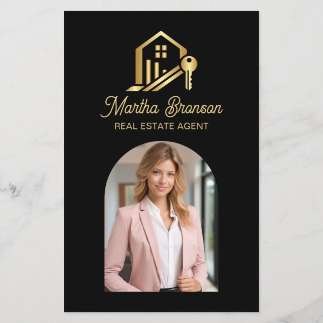 Flyer Modern Gold House Key Real Estate Agent (Atrás)