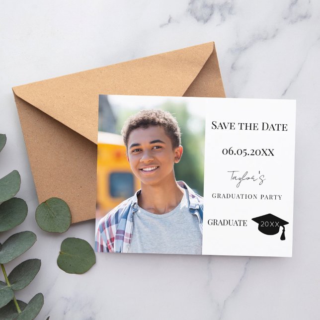 Flyer Modern Graduation Party guy budget Save the Date (Subido por el creador)