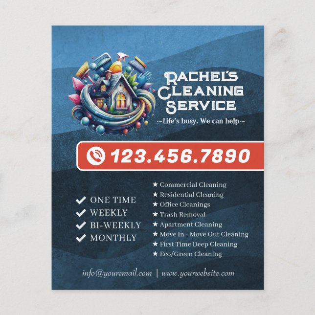 Flyer Modern House Cleaning Maid Service Housekeeping (Frente)