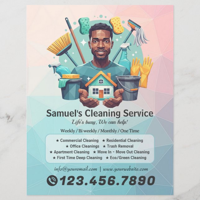 Flyer Modern House Cleaning Maid Service Housekeeping (Frente)