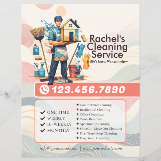 Flyer Modern House Cleaning Maid Service Housekeeping (Frente)