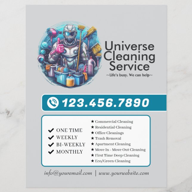 Flyer Modern House Cleaning Maid Service Housekeeping (Frente)