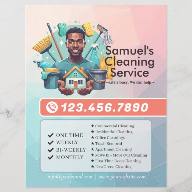 Flyer Modern House Cleaning Maid Service Housekeeping (Frente)