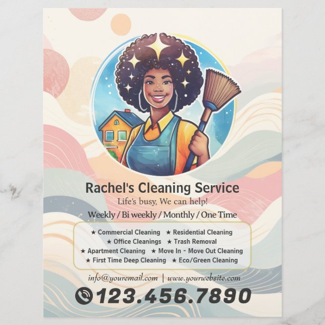 Flyer Modern House Cleaning Maid Service Housekeeping (Frente)