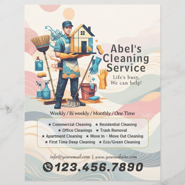 Flyer Modern House Cleaning Maid Service Housekeeping (Frente)