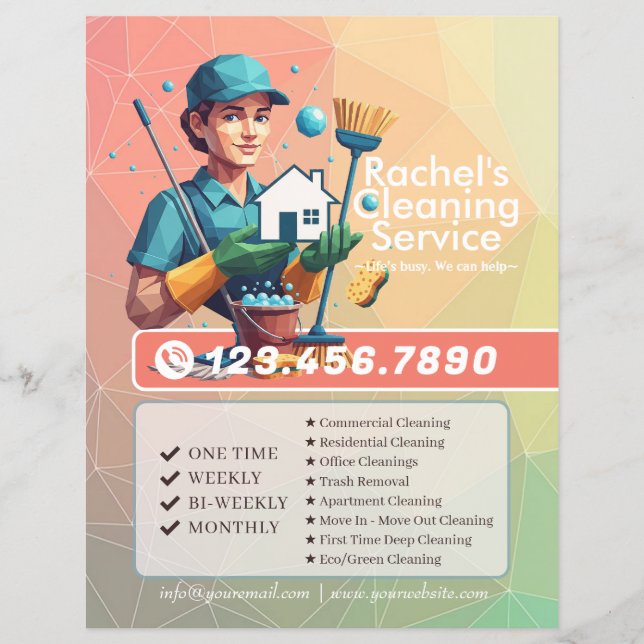 Flyer Modern House Cleaning Maid Service Housekeeping (Frente)