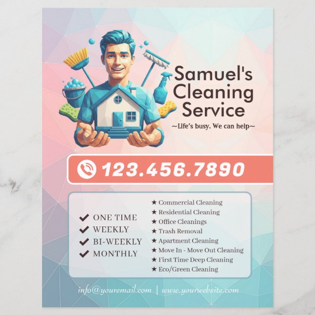 Flyer Modern House Cleaning Maid Service Housekeeping (Frente)
