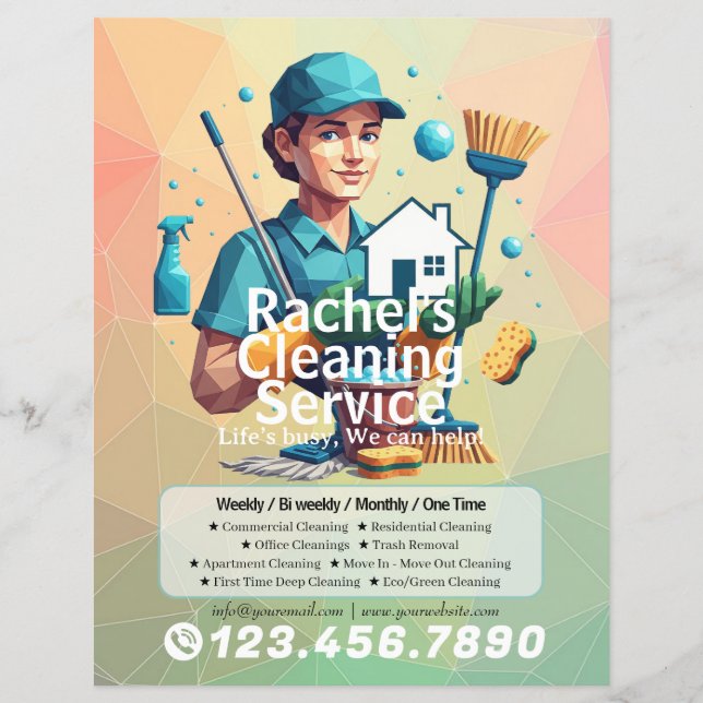 Flyer Modern House Cleaning Maid Service Housekeeping (Frente)