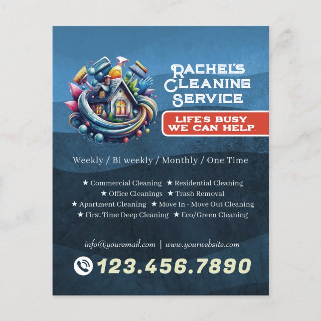 Flyer Modern House Cleaning Maid Service Housekeeping (Frente)