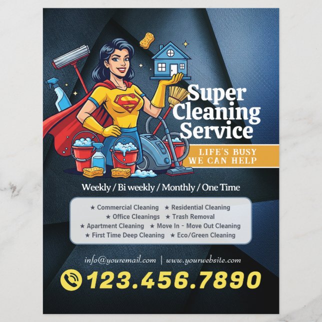 Flyer Modern House Cleaning Maid Service Housekeeping Fl (Frente)