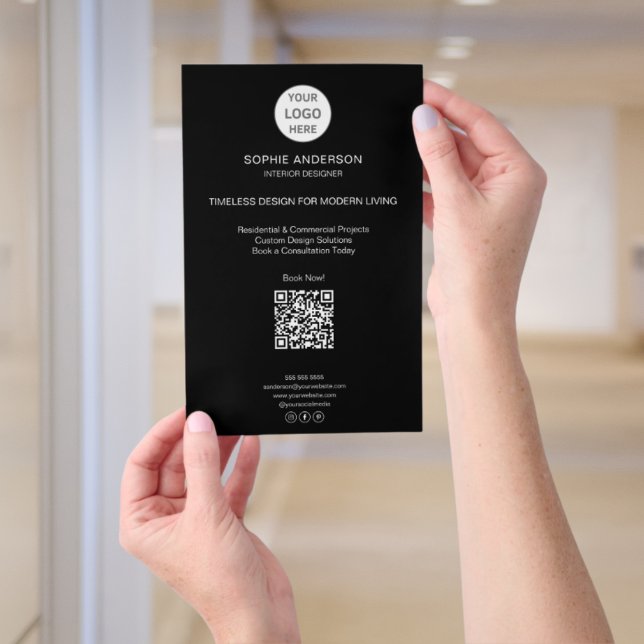 Flyer Modern Logo QR Black Professional Business (Modern Logo QR Black Professional Business Flyer)