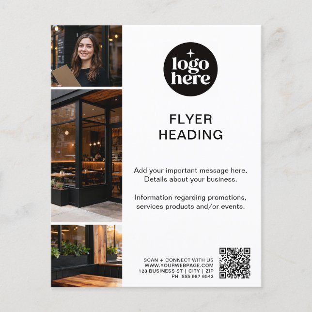 Flyer Modern MInimal Photos Logo QR Code Business (Frente)